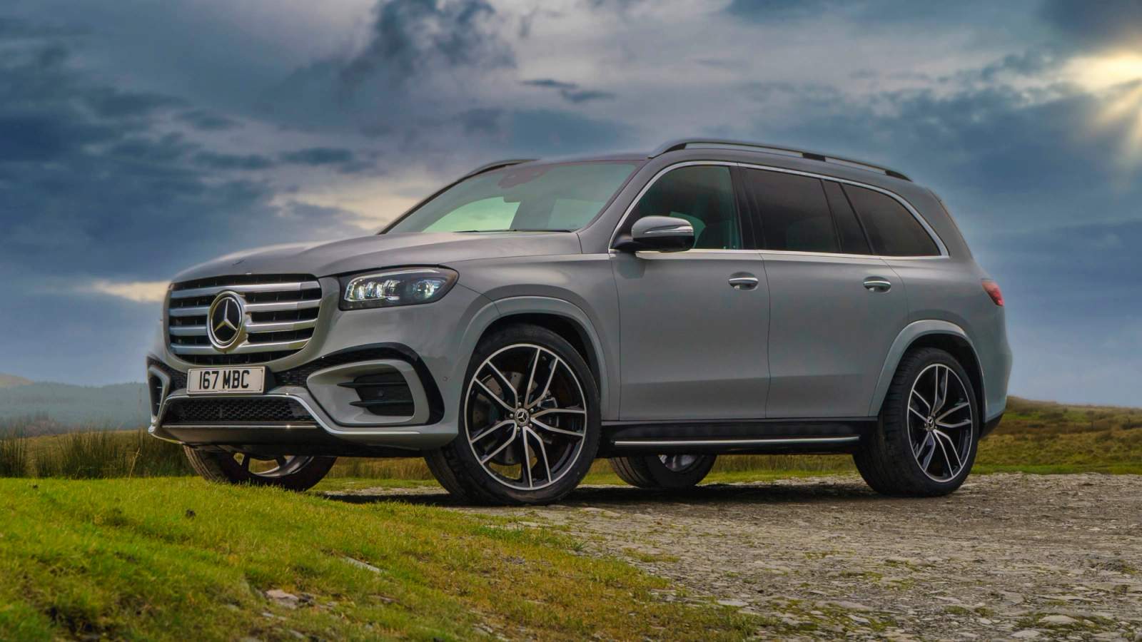 Silver Mercedes GLS 