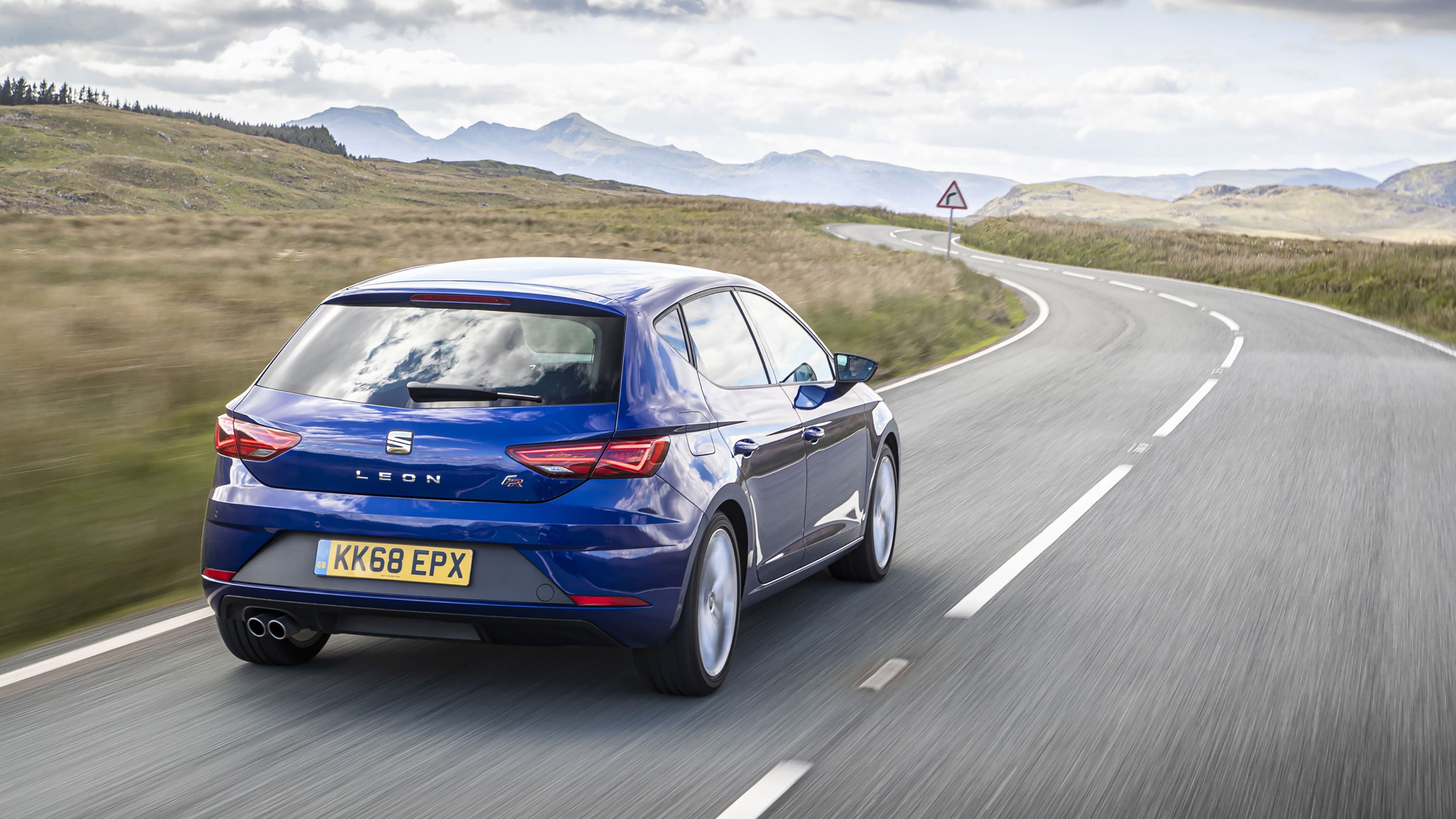 Blue Seat Leon rear driving