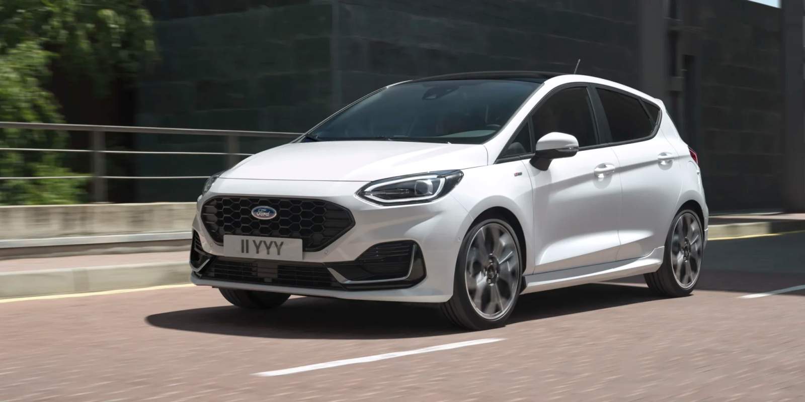 Ford Fiesta driving on the road