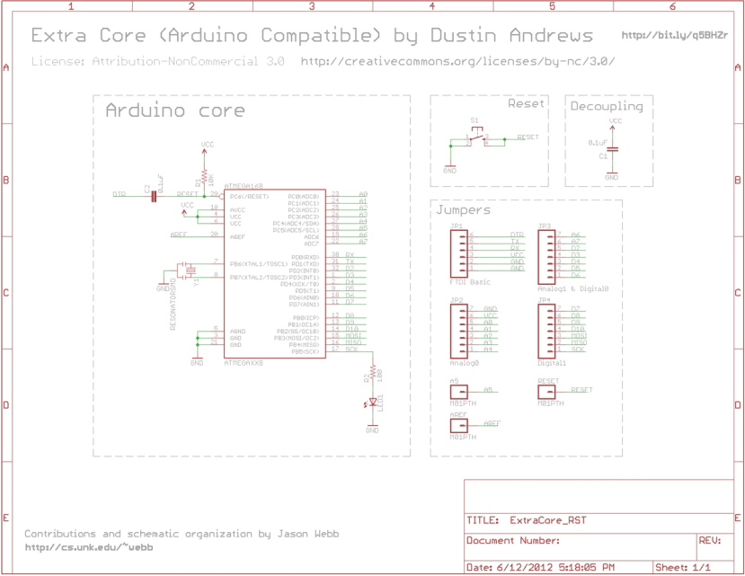 ExtraCore RST schematic featuring an ATMega328
