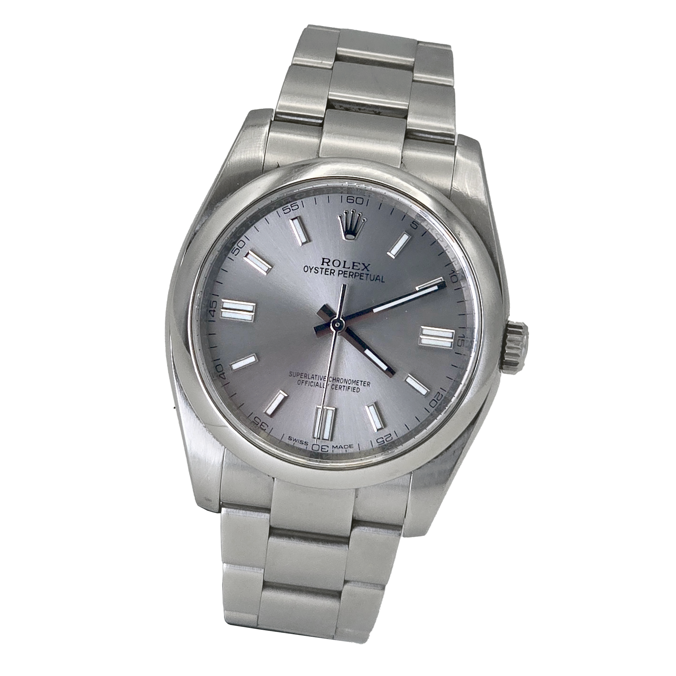 Rolex Oyster Perpetual 36 Grey Dial Ref. 116000 — pre-owned luxury watch at Pertempus