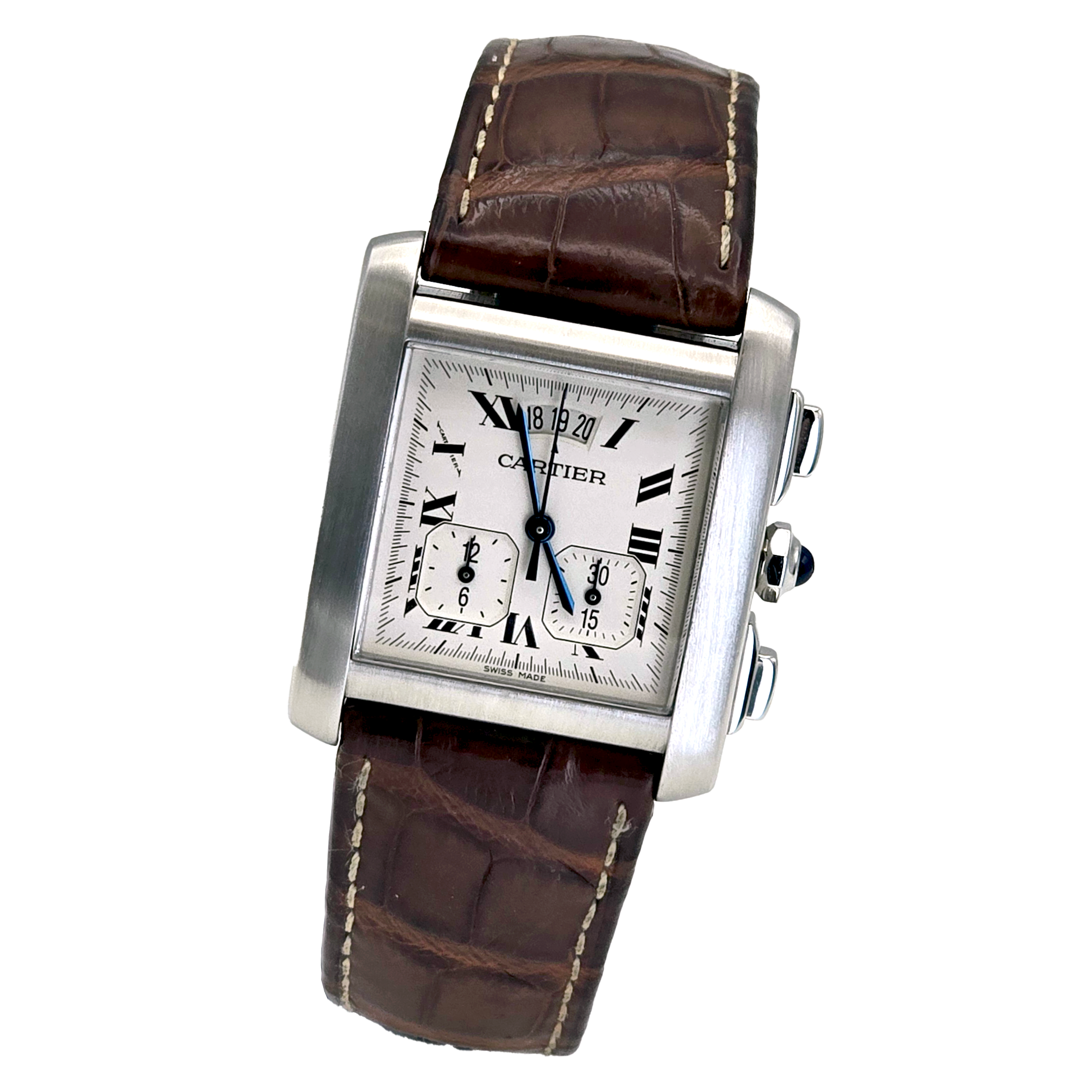 Cartier Tank Francaise XXL Chronoflex Ref. W5101455 — pre-owned luxury watch at Pertempus