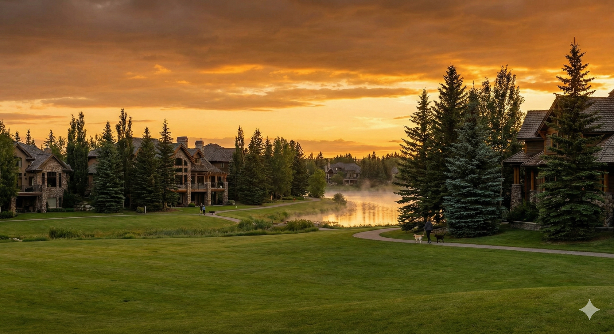 Lake Bonavista Calgary waterfront community with modern estate homes and natural scenery