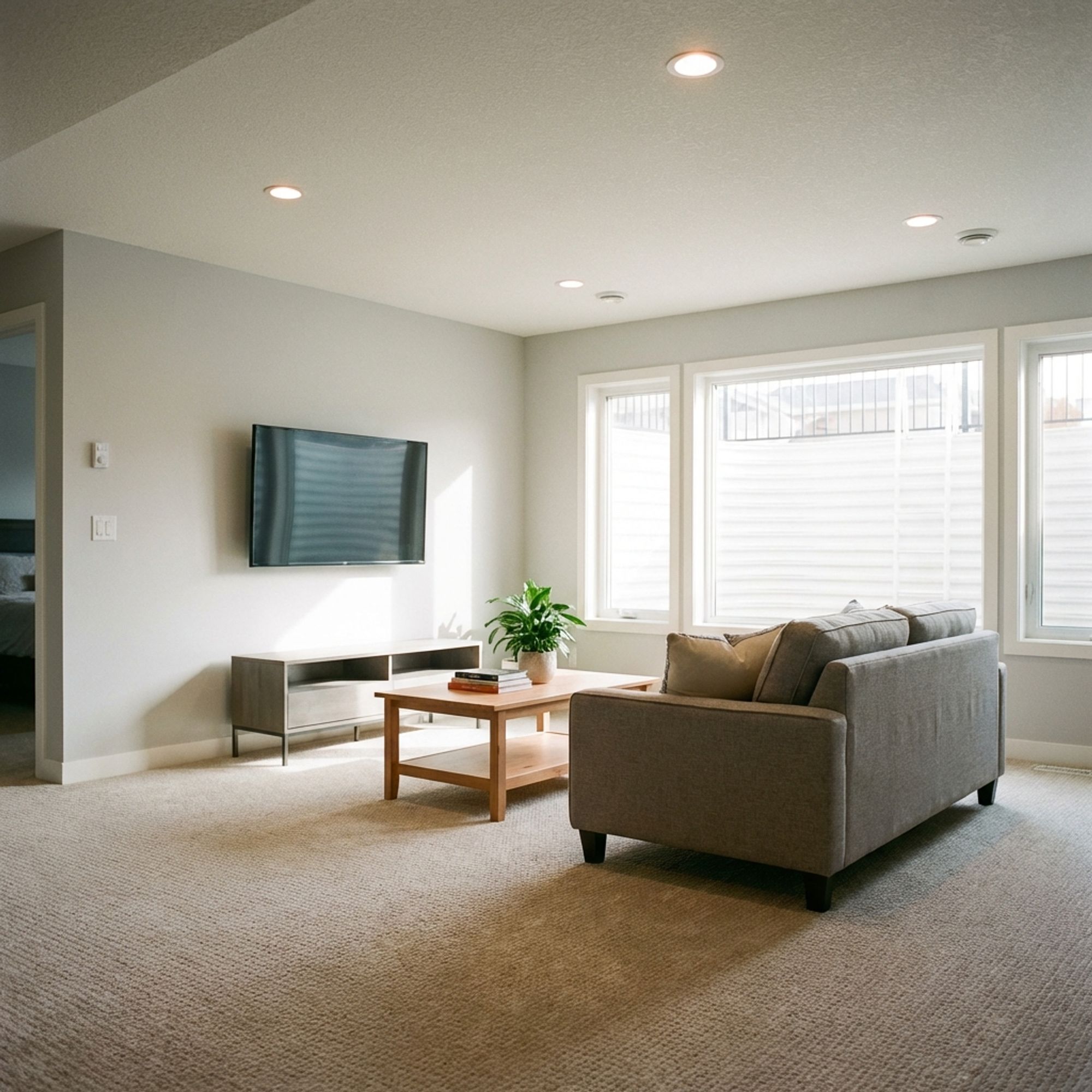 Bright and airy legal basement suite living room