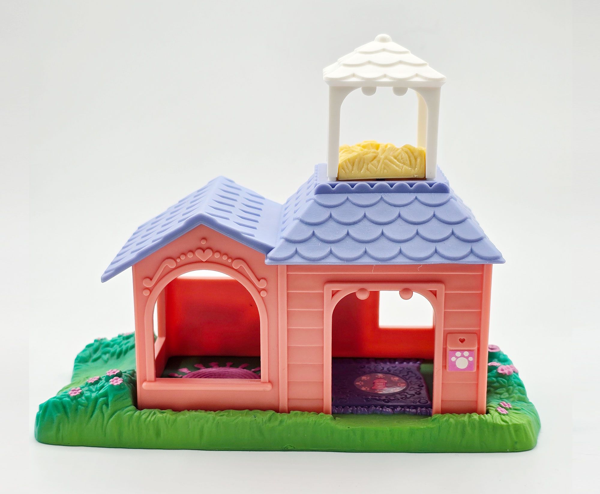 Detailed view of House with roof, birdhouse and grassy platform Garden Tag Friends