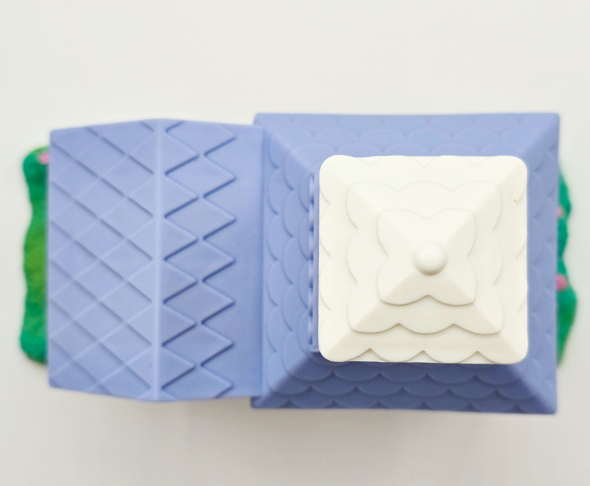 Detailed view of House with roof, birdhouse and grassy platform Garden Tag Friends