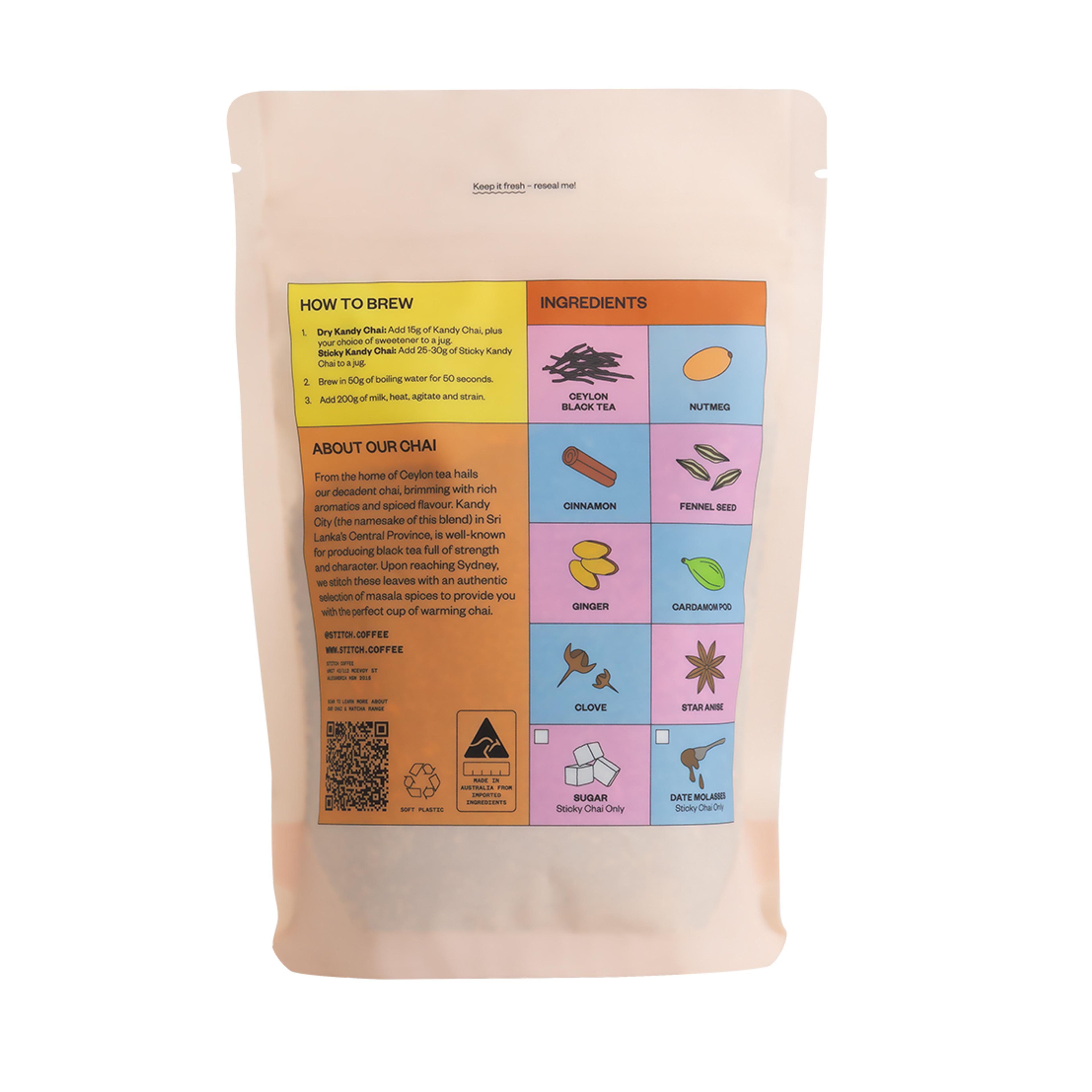 Stitch Kandy Chai Tea 180g bag back