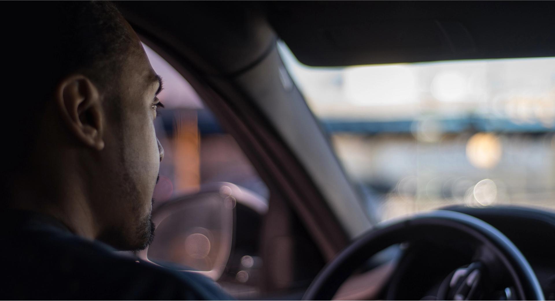 Man driving car