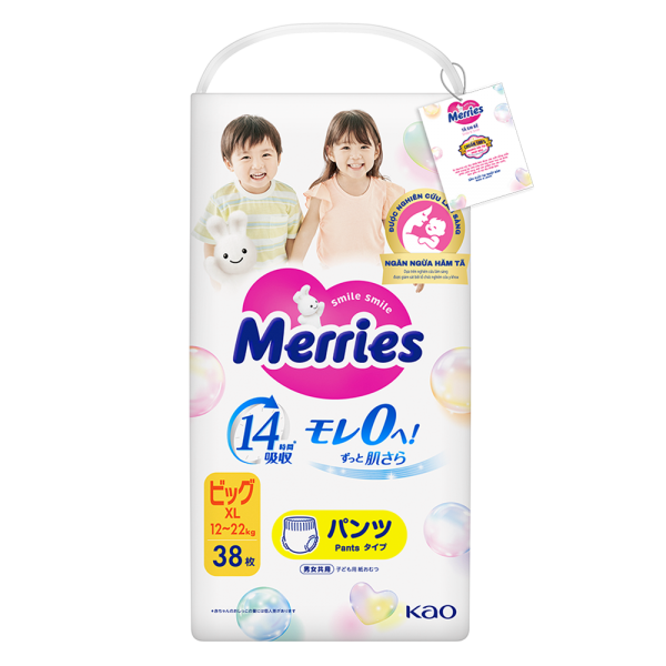 Tã quần Merries (XL, 12-22kg, 38 miếng) 