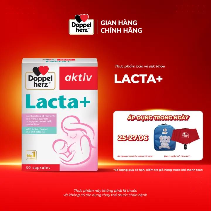 Viên uống lợi sữa Doppelherz Aktiv Lacta+ hỗ trợ cải thiện nguồn sữa mẹ sau sinh (Hộp 30 viên)