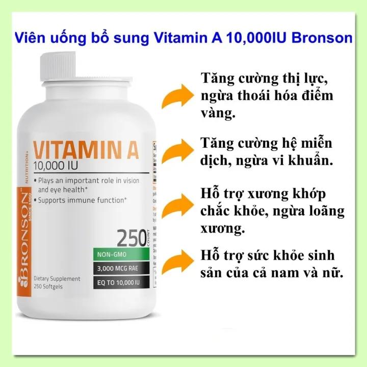 Viên uống bổ sung Vitamin A 10000IU Bronson hũ 250 viên [Hàng Mỹ]