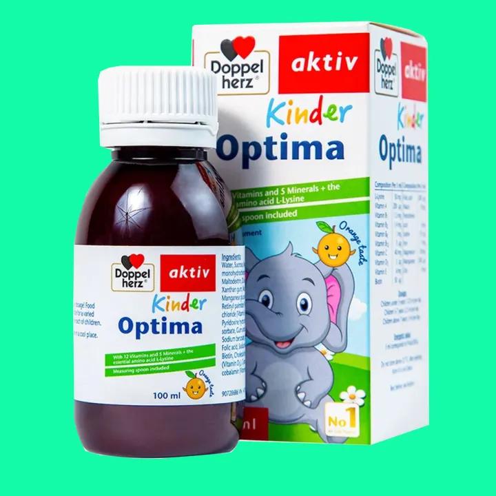 Nhập khẩu Đức Siro ăn ngon cho bé Doppelherz Kinder Optima giúp bé ăn ngon, TĂNG ĐỀ KHÁNG cải thiện tầm vóc (Chai 100ml)