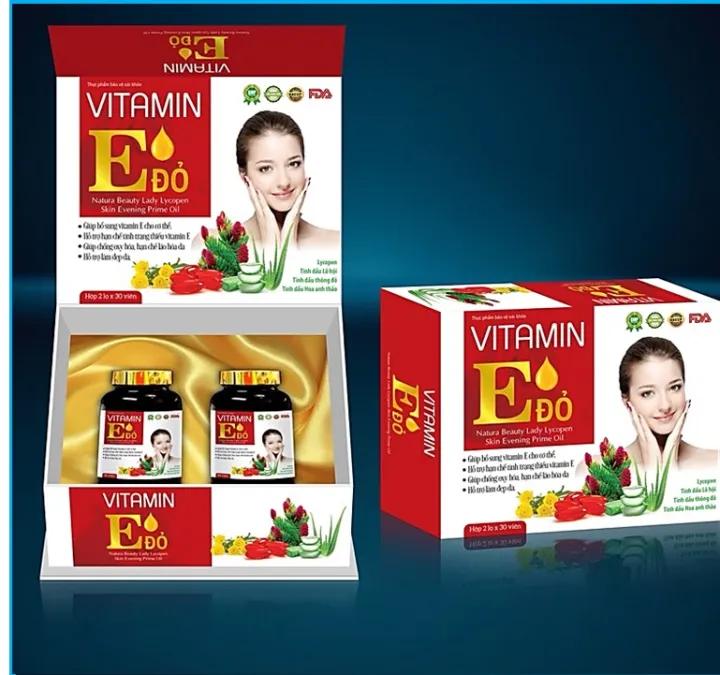 Viên Uống Đẹp Da Vitamin E đỏ Natural Beauty Lady Lycopen Skin Evening Prime oil Tinh Dầu Hoa Anh Thảo giúp Chống Oxy Hóa Hạn chế lão hóa da Sạm da Nám da tàn nhang Làm đẹp da Bổ sung vitamin E