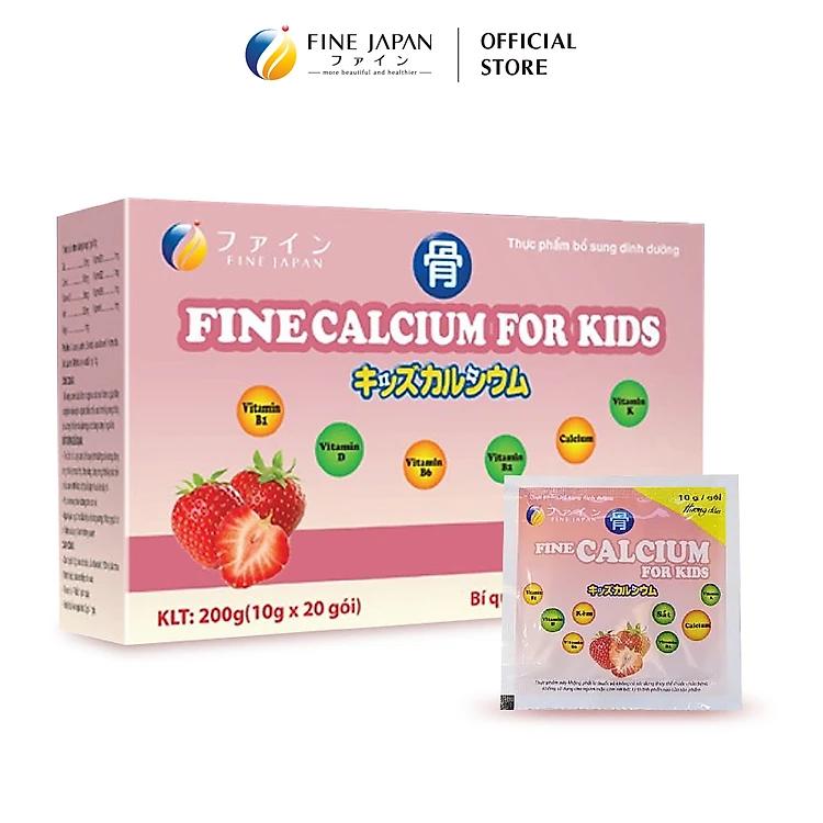 Bột Canxi VN Calcium For Kids FINE JAPAN bổ sung Canxi và dinh dưỡng hộp 20 gói