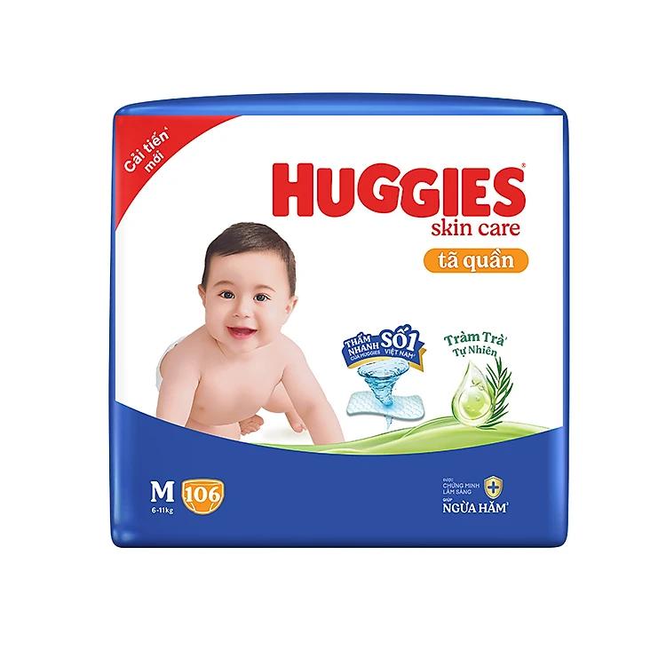 Tã/bỉm quần Huggies Skin Care Mega Jumbo M106 miếng với tràm trà dịu da