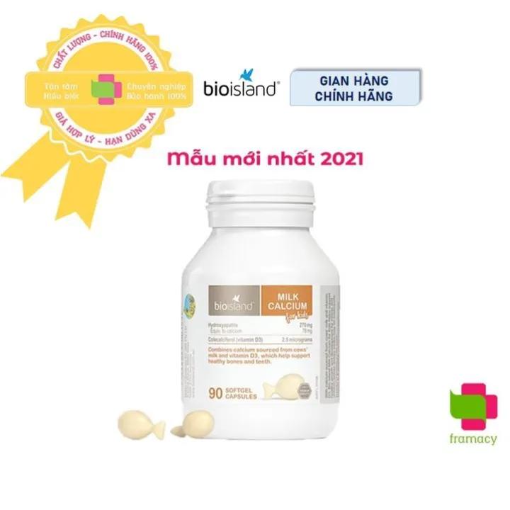 Canxi sữa Bioisland Milk Calcium Úc (90 viên hình cá) bổ sung canxi phát triển xương và răng cho bé từ 7 tháng tuổi