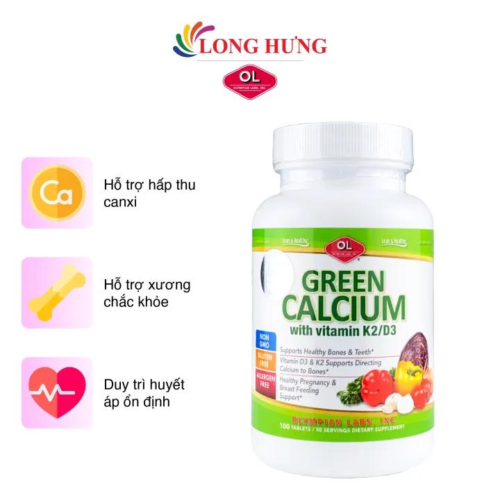 Viên uống Olympian Labs Green Calcium bổ sung canxi hữu cơ (100 viên)