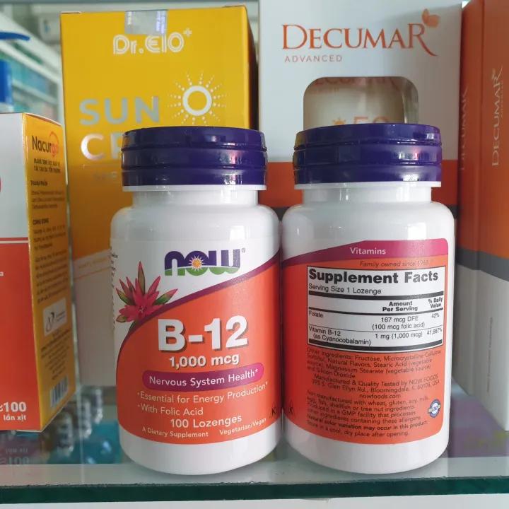 VEGAN – Bổ Sung Vitamin B12 1000mcg ,Folic Acid dạng viên ngậm hãng NOW