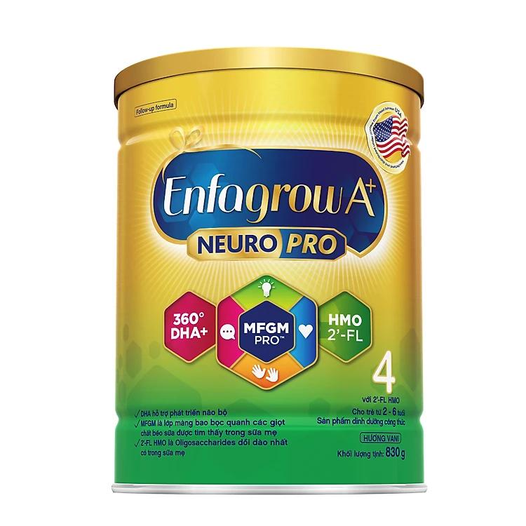 Sữa bột Enfagrow A+ Neuropro 4 830g với DHA giúp phát triển não bộ cho trẻ từ 2–6 tuổi