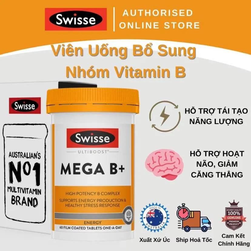 Swisse Ultiboost Mega B+ Viên Uống Bổ Sung Nhóm Vitamin B - 60 Viên