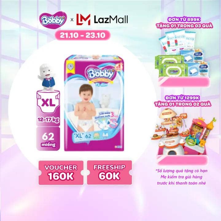 Tã/Bỉm dán Bobby 3mm Ultra Jumbo Gạo non Giảm nhiệt XL62