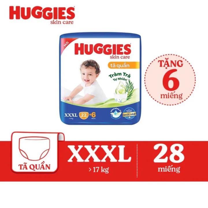 TÃ QUẦN HUGGIES SKIN CARE XXXL22+6 CHO BÉ 17 ĐẾN 30KG