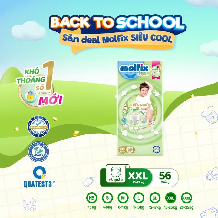 Tã quần Molfix Thiên nhiên Ultra XXL (15kg 25kg) Gói 56 miếng