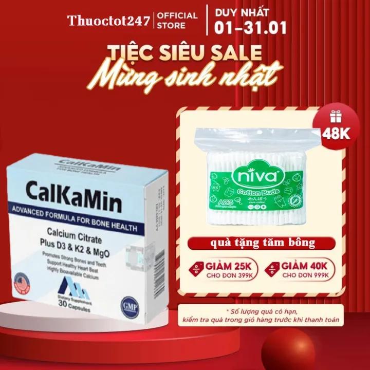 Viên uống Calkamin bổ sung Canxi hữu cơ D3, K2, Mg giúp xương răng chắc khỏe hộp 30 viên