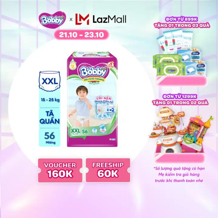 Tã/Bỉm quần Bobby Lõi nén thần kỳ 3mm Ultra Jumbo XXL56 - Siêu mỏng khô thoáng