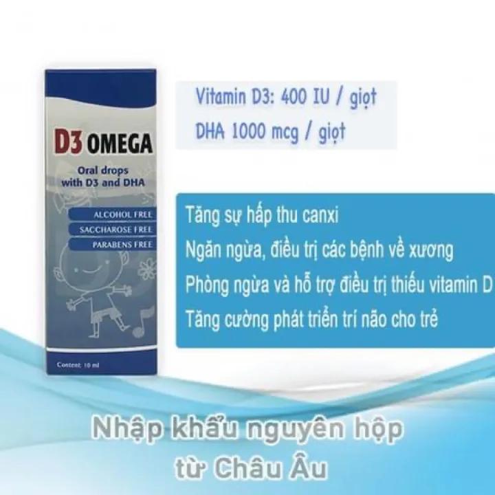 D3 Omega giúp tăng cường hấp thụ canxi, phòng thiếu và bổ sung vitamin D cho bé . giúp bé phát triển não bộ