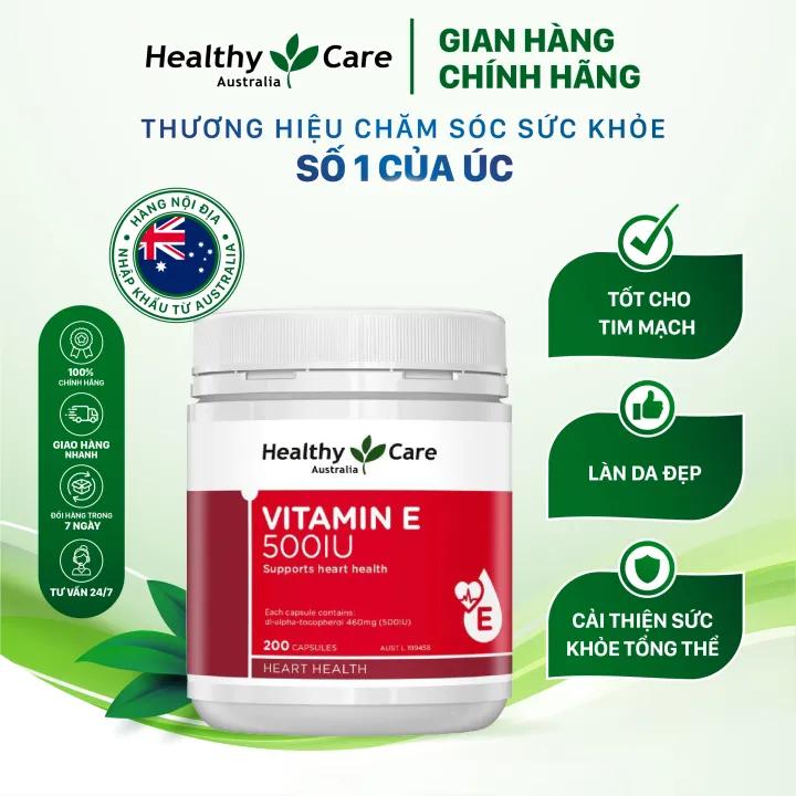 Viên uống bổ sung vitamin E Healthy Care vitamin E 500IU Hộp 200 viên