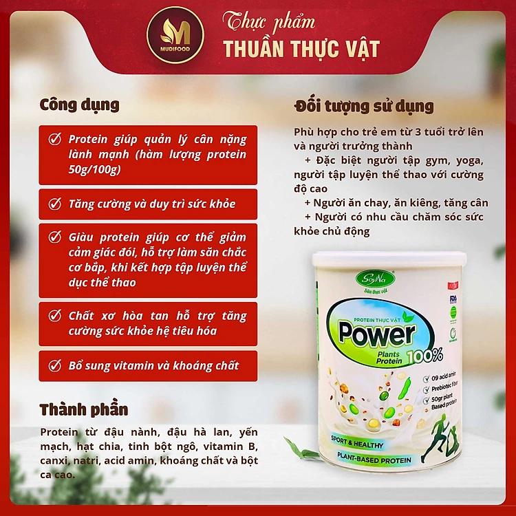 Thực Phẩm Bổ Sung Protein - Power Soyna - Dinh Dưỡng Cho Người Tập Gym, Thể Thao, Ăn Chay, Ăn Kiêng,Hàm Lượng Đạm Thực Vật Cao