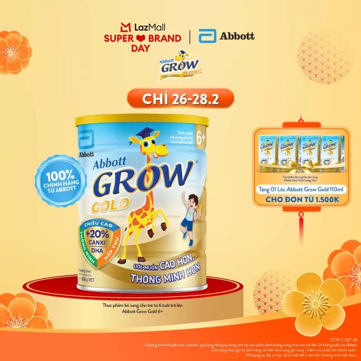 Lon Sữa bột Abbott Grow Gold 6+ hương vani 800g
