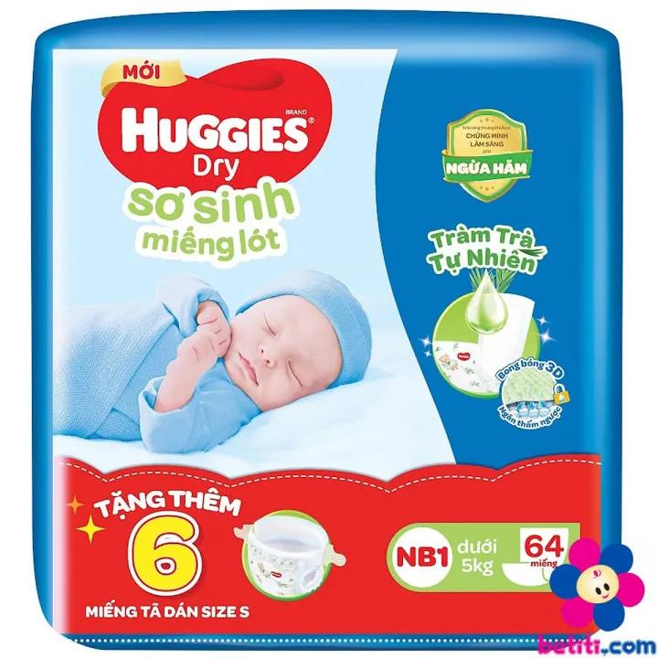 Tã giấy Huggies newborn 1 (64M) tặng 6 miếng cùng loại