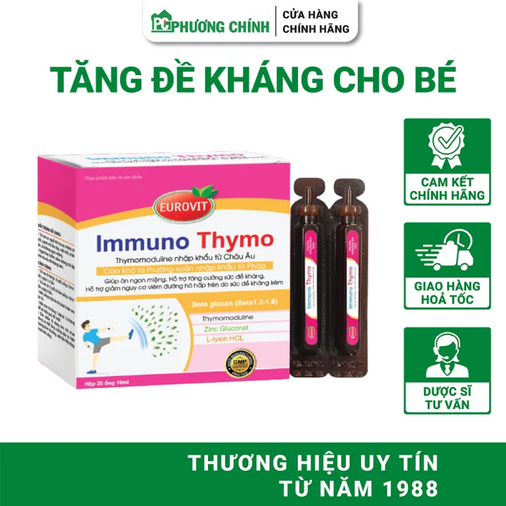 Siro Tăng Đề Kháng Cho Bé Eurovit Immuno Thymo Dành Cho Bé Đề Kháng Kém, Hay Ốm Vặt, Chậm Lớn 20 Ống