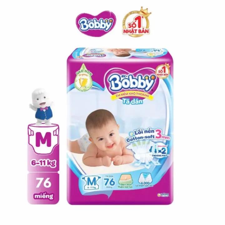Tã/bỉm DÁN BOBBY lõi nén Cotton-Soft (XS70)NB70/S80/M76 mới