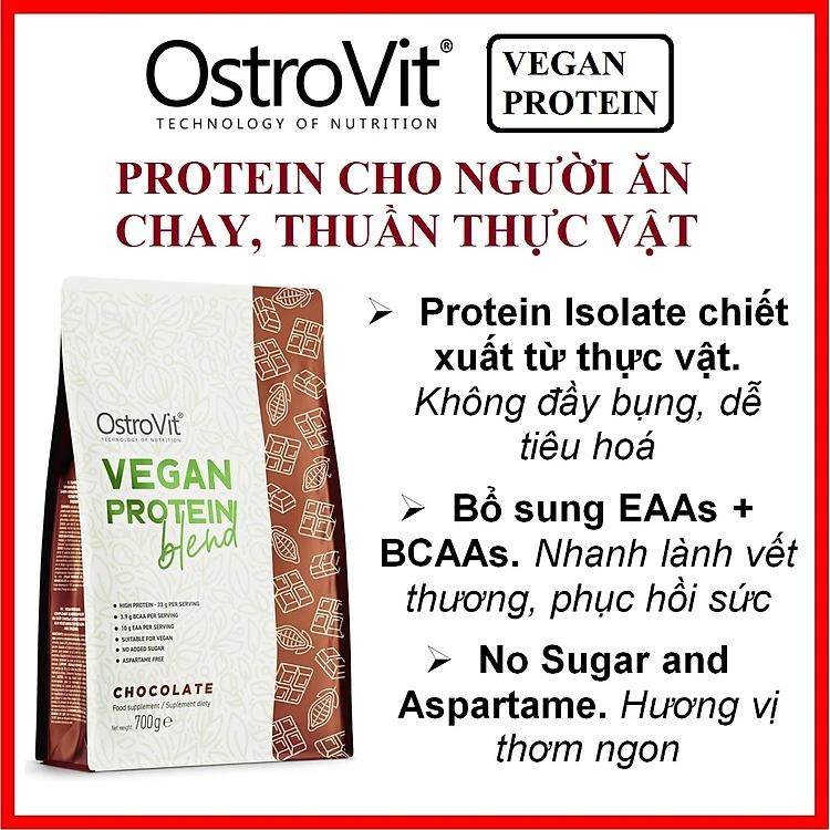 Ostrovit Vegan Protein 700g Chính hãng – Protein thuần chay, thuần thực vật, No Sugar, không gây đầy bụng, phù hợp mọi đối tượng