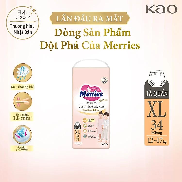 Tã Quần Merries Siêu Thoáng Khí Đủ Size M48/L40/XL34/XXL24