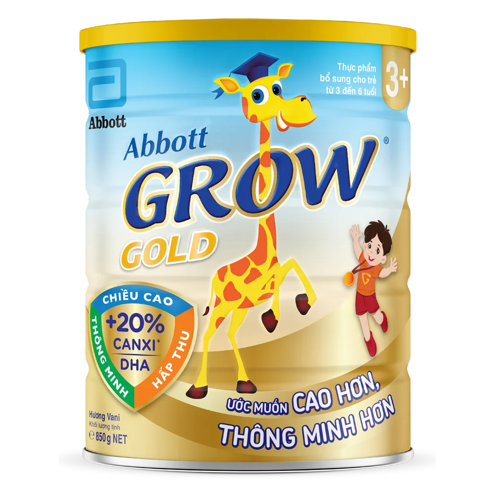 Sữa Abbott Grow 3+ 850g (3-6 tuổi) (tên cũ: Abbott Grow Gold 3+, giao bao bì ngẫu nhiên)
