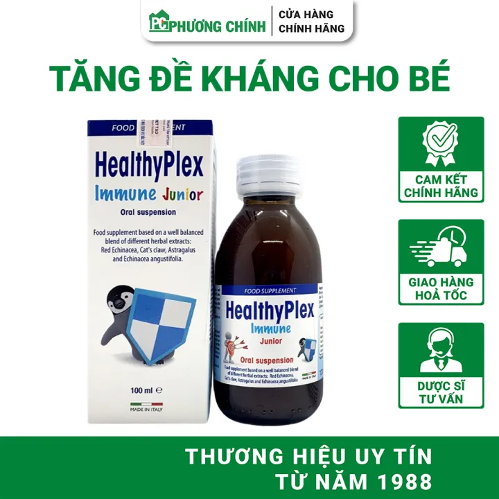 Siro Tăng Đề Kháng Cho Bé HealthyPlex Immune Junior Hỗ Trợ Giảm Nguy Cơ Viêm Đường Hô Hấp 100ml