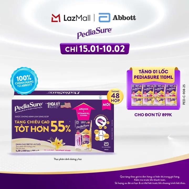 1 thùng 48 hộp PediaSure 1-10 tuổi dạng pha sẵn hương Vani 110ml