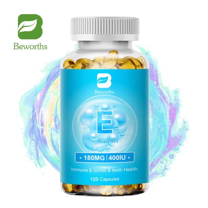 BEWORTHS Viên nang Vitamin E 180 Mg 400IU Dl-Alpha Bổ sung chế độ ăn uống để làm trắng da Hỗ trợ chống oxy hóa Cải thiện khả năng miễn dịch