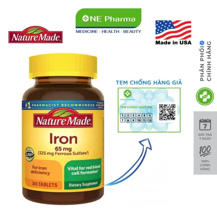 Viên Uống Hỗ Trợ Bổ Sung Sắt Nature Made Iron 65mg, 365 viên