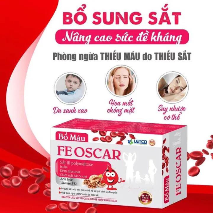Viên uống bổ máu, bổ sung sắt, acid folic, vitamin B12, FE OSCAR (Hộp 100 viên)