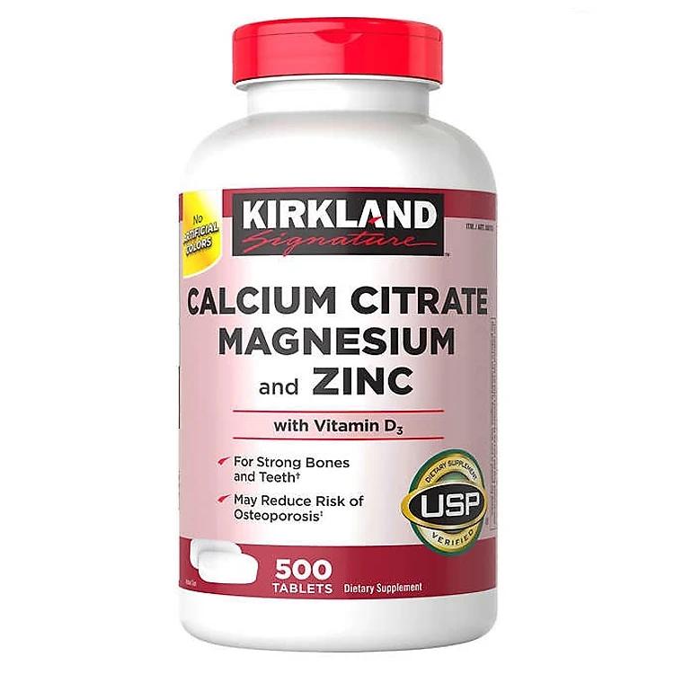 Canxi Mỹ Kirkland Signature Calcium Citrate Magnesium And Zinc with Vitamin D3 phát triển hệ thống xương, phòng loãng xương