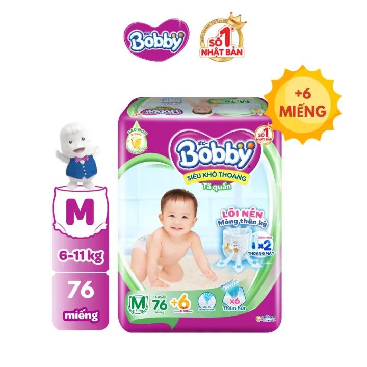 Tã/bỉm quần Bobby Lõi nén thần kì 3mm Ultra Jumbo Gạo non Giảm nhiệt M78