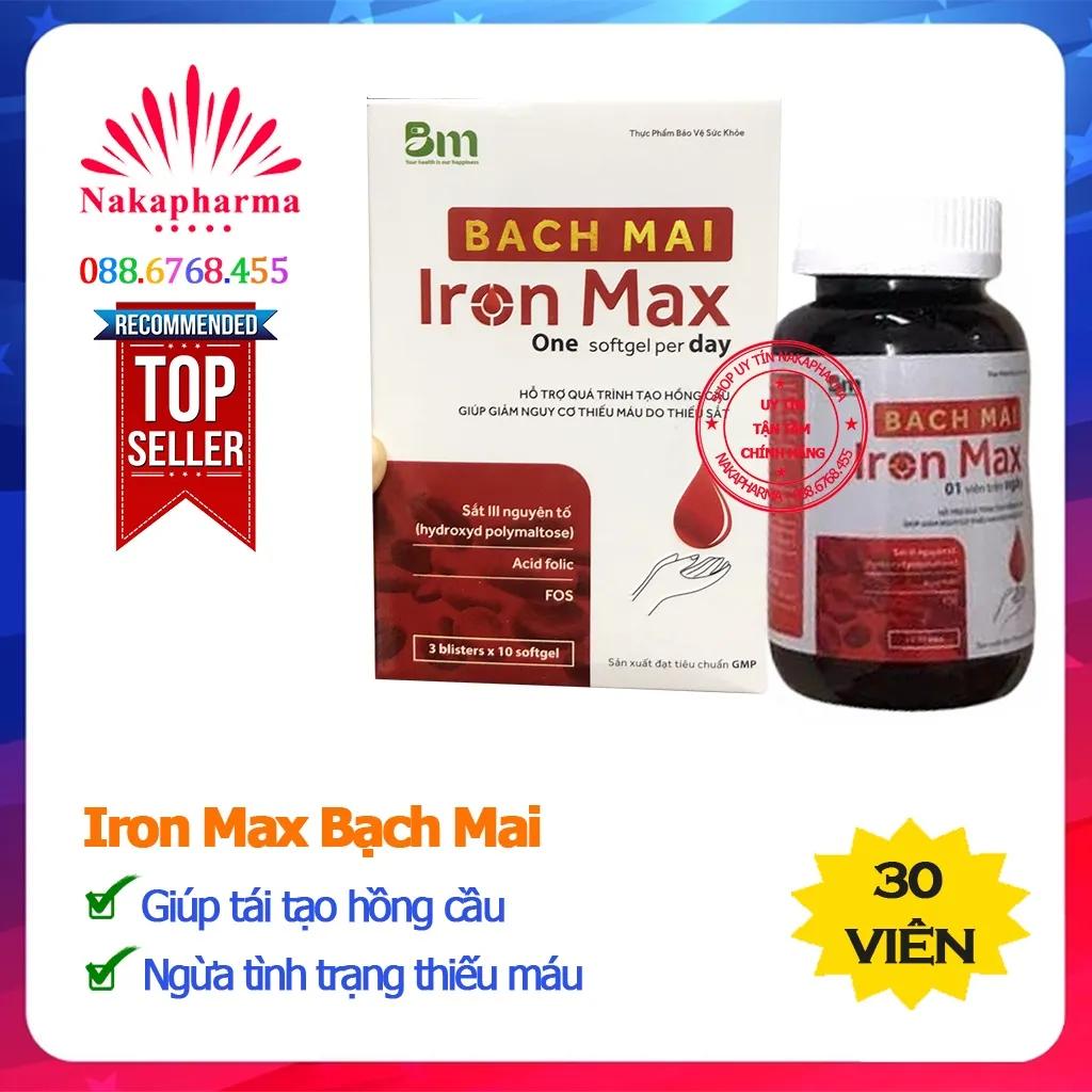 Iron Max Bạch Mai – Giúp bổ máu, tái tạo hồng cầu, bổ sung sắt, acid folic cho phụ nữ mang thai và cho con bú, ngừa thiếu máu BachMai