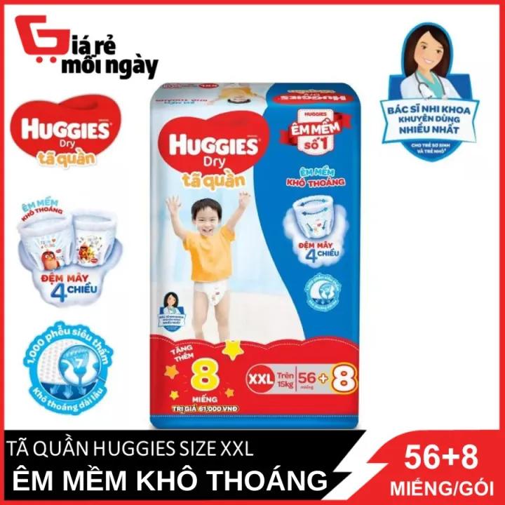 Tã quần Huggies Cực đại 56 miếng Jumbo XXL56 tặng kèm 8 miếng