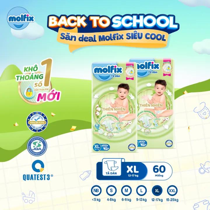 Combo 2 Tã/bỉm dán Moflix Thiên nhiên Super Jumbo M (6kg - 11kg) - 2 Gói, 152 miếng