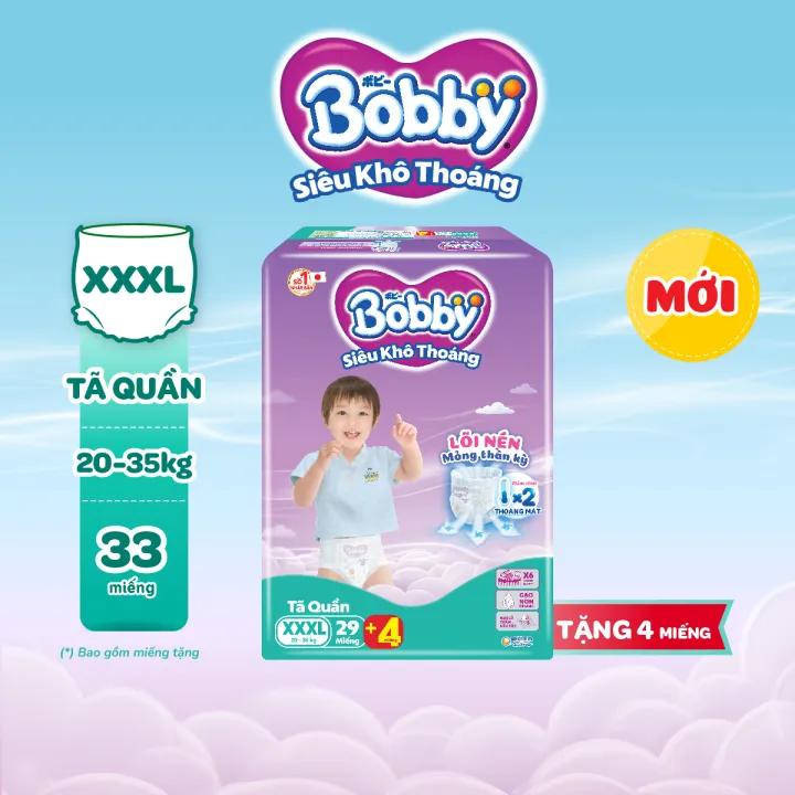 Tã/bỉm quần Bobby 3mm Super Jumbo Gạo non Giảm nhiệt XXXL29